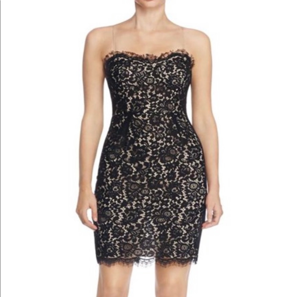 Likely Lace strap sheath cocktail dress